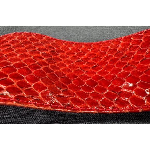 Vintage Genuine Red Reptile Skin and Suede Leather Belt - Picture 10 of 16